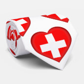 スイス国旗の色ハート模様ネックタイ ネクタイ (ロール)