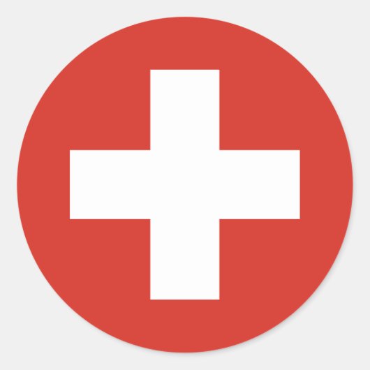 スイス国旗の赤十字 ラウンドシール (正面)
