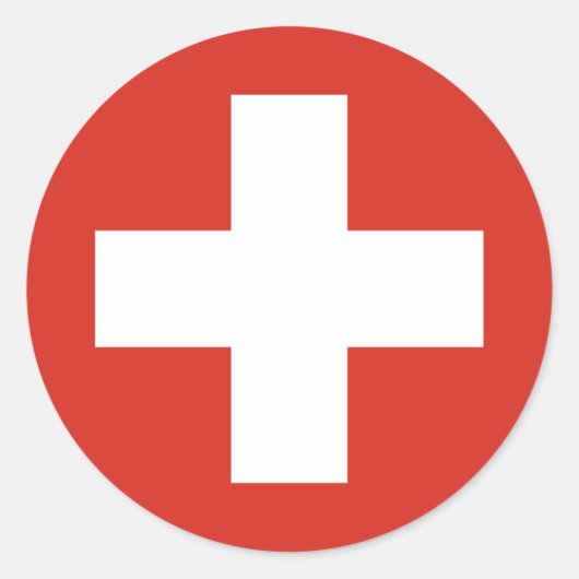 スイス国旗の赤十字 ラウンドシール (正面)