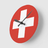 スイス国旗の電話ケース ラウンド壁時計 (傾斜)