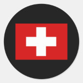 スイス国旗のTシャツとギフト ラウンドシール (正面)