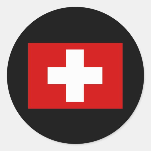 スイス国旗のTシャツとギフト ラウンドシール (正面)