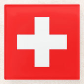 スイス国旗を持つガラスコースター ガラスコースター (正面)