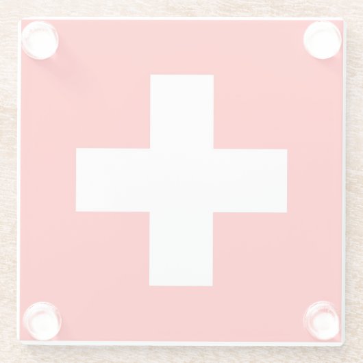 スイス国旗を持つガラスコースター ガラスコースター (裏面)