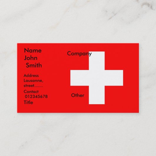スイス国旗を持つ名刺 名刺 (正面)
