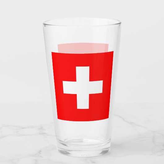 スイス国旗を持つ愛国的なガラス杯 タンブラーグラス (裏面)