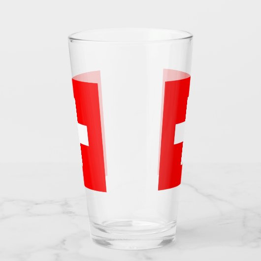 スイス国旗を持つ愛国的なガラス杯 タンブラーグラス (右)