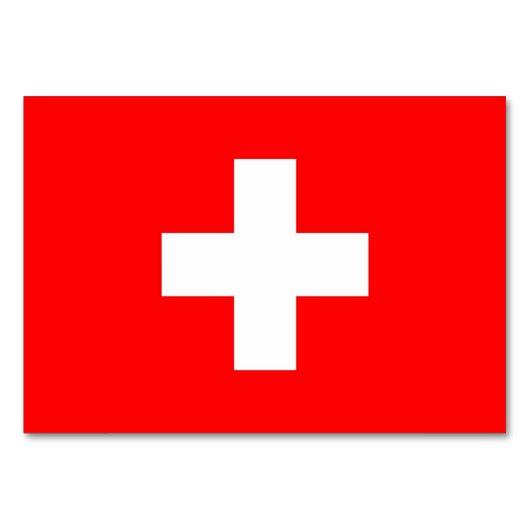 スイス国旗を持つ愛国的なテーブルカード テーブルナンバー (裏面)