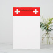 スイス国旗を持つ文房具 便箋 (スタンド正面)