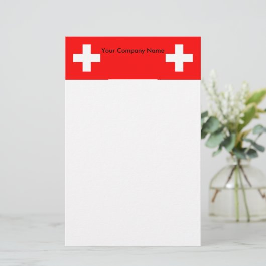 スイス国旗を持つ文房具 便箋 (スタンド正面)