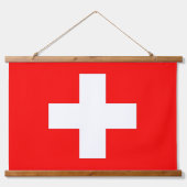 スイス国旗を掲げたウォールタペストリー 吊り下げ型タペストリー (正面)