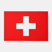 スイス国旗を掲げたドアマット ドアマット (正面)