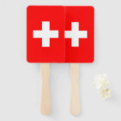 スイス国旗を掲げたハンドファンのセット ハンドファン (正面&裏面)