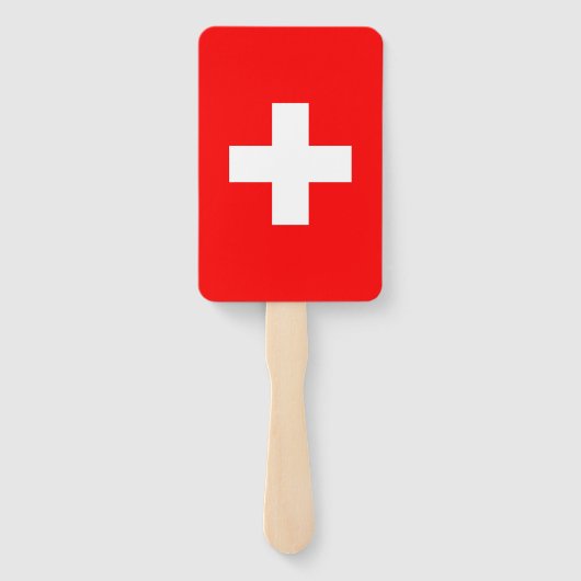 スイス国旗を掲げたハンドファンのセット ハンドファン (裏面)