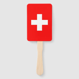 スイス国旗を掲げたハンドファンのセット ハンドファン