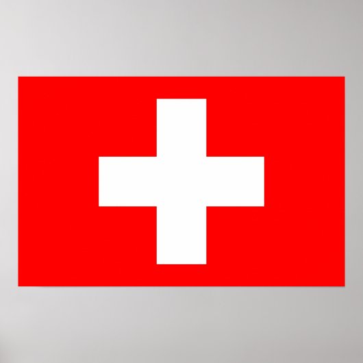 スイス国旗を掲げたポスター ポスター (正面)