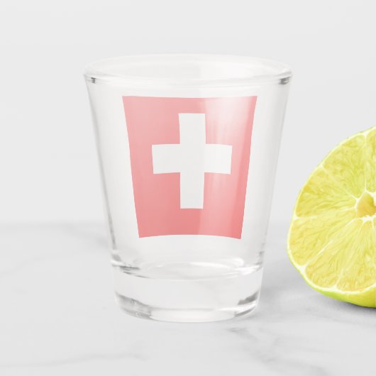 スイス国旗を掲げた愛国的なショットグラス ショットグラス (裏面)