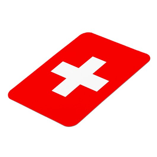 スイス国旗を掲げた愛国的なフレキシブル磁石 マグネット (左側)