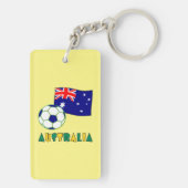 スイス国旗サッカーボール黄色背景 アクリル キーホルダー (裏面)