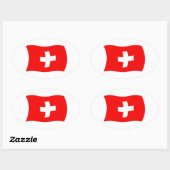 スイス国旗ステッカー 楕円形シール (シート)