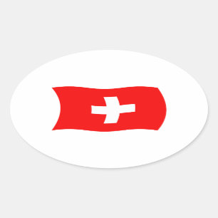 スイス国旗ステッカー 楕円形シール
