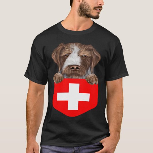 スイス国旗ドイツの金髪の指針犬 Tシャツ (正面)
