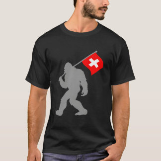 スイス国旗上のスイス旗 Tシャツ