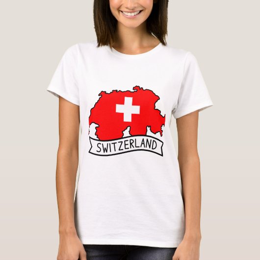スイス国旗地図愛国心スイスプライド世界 Tシャツ (正面)