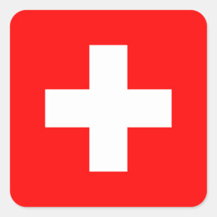 スイス国旗愛赤と白国 スクエアシール