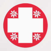 スイス国旗、エーデルワイス、カントン、ダンサー ラベル (デザイン1)