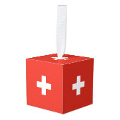 スイス国旗 キューブオーナメント (正面アングル)