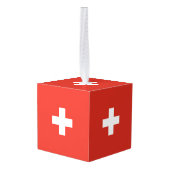 スイス国旗 キューブオーナメント (裏面アングル)