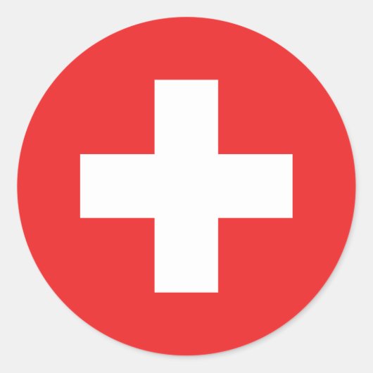 スイス国旗 クラシックラウンドステッカー ラウンドシール (正面)
