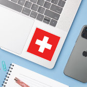 スイス国旗 シール (ノートパソコンとiPhone)