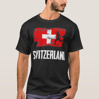 スイス国旗：ジャージー・スイスサッカー・チームM Tシャツ