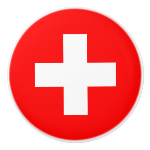 スイス国旗 (スイス連邦) セラミックノブ