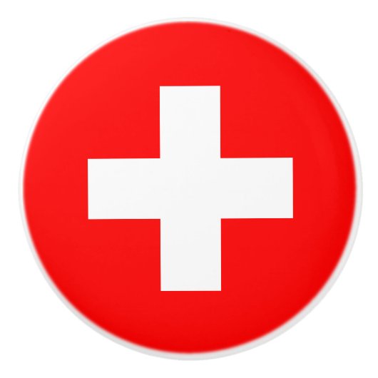 スイス国旗 (スイス連邦) セラミックノブ (正面)