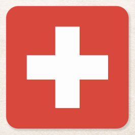 スイス国旗 スクエアペーパーコースター