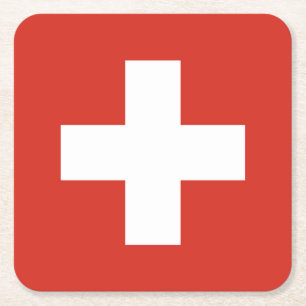 スイス国旗 スクエアペーパーコースター