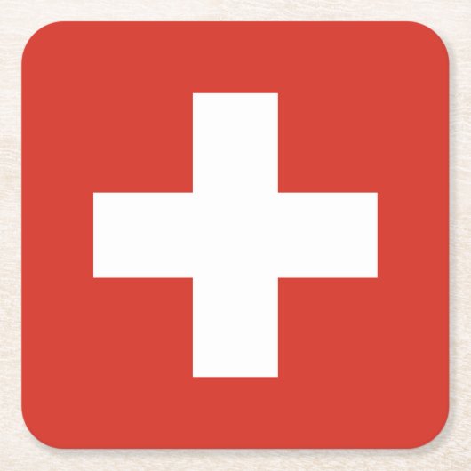 スイス国旗 スクエアペーパーコースター (正面)