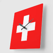 スイス国旗 スクエア壁時計 (傾斜)