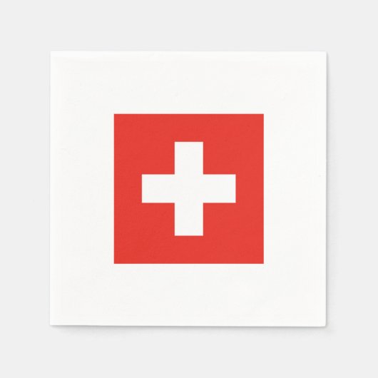 スイス国旗 スタンダードカクテルナプキン (正面)