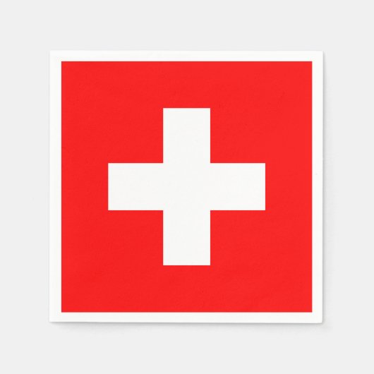 スイス国旗 スタンダードカクテルナプキン (正面)