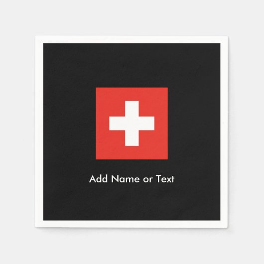 スイス国旗 スタンダードカクテルナプキン (正面)