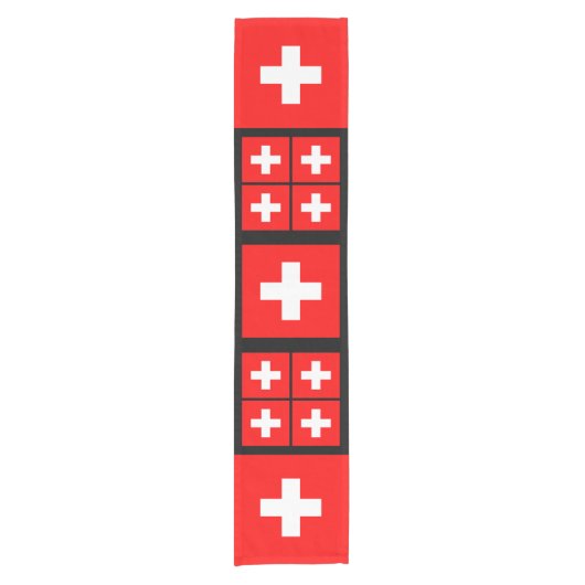 スイス国旗&スポーツファンハウスデコル/スイス ショートテーブルランナー (正面)