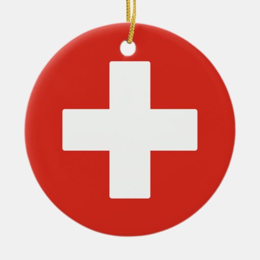 スイス国旗 セラミックオーナメント (正面)