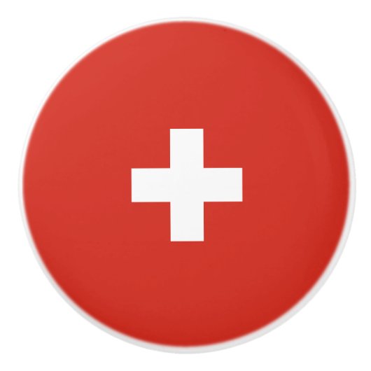 スイス国旗 セラミックノブ (正面)