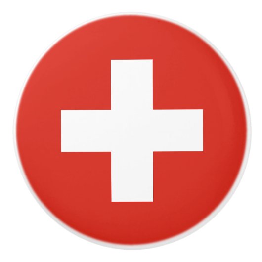 スイス国旗 セラミックノブ (正面)