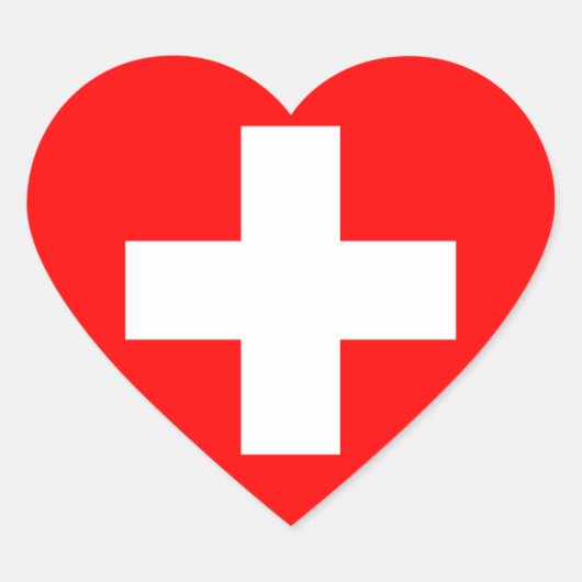 スイス国旗 ハートシール (正面)