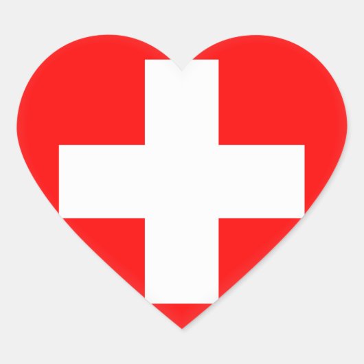 スイス国旗 ハートシール (正面)